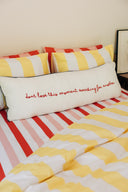 karavan clothing planet homeware collection spring summer 25 fitted sheet pink red stripes