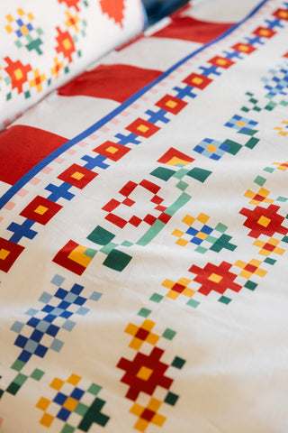 karavan clothing planet homeware collection fall winter 25 26 duvet cover pixel floral red stripes