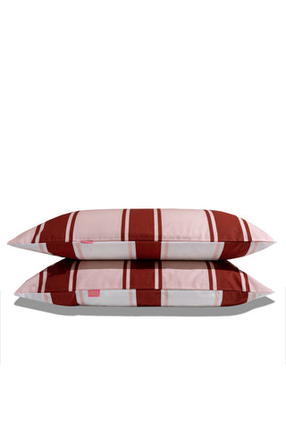 Pillow Case Set (Burgundy Stripes)
