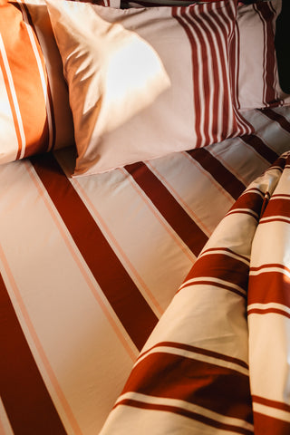 Fitted Sheet (Burgundy Pink Stripes)