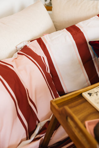 Pillow Case Set (Burgundy Stripes)