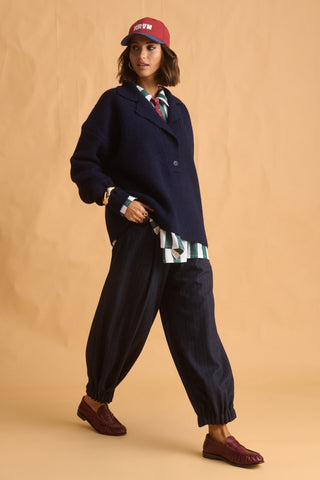 karavan clothing fashion fall winter 25 homecoming krvn collection olsen knitted sweater navy blue