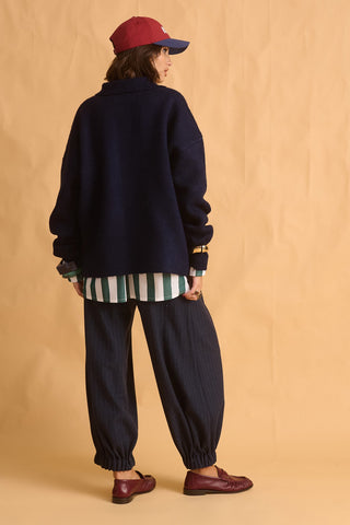 karavan clothing fashion fall winter 25 homecoming krvn collection olsen knitted sweater navy blue