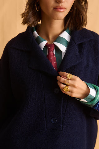 karavan clothing fashion fall winter 25 homecoming krvn collection olsen knitted sweater navy blue