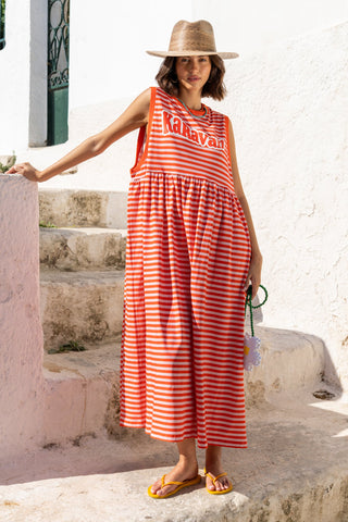 karavan clothing fashion spring summer 26 nai special issue collection nadia dress pink red lines