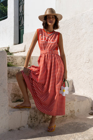 karavan clothing fashion spring summer 26 nai special issue collection nadia dress pink red lines