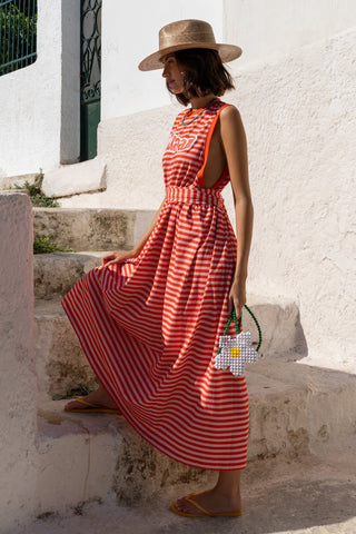karavan clothing fashion spring summer 26 nai special issue collection nadia dress pink red lines