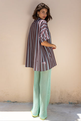 karavan clothing fashion spring summer 26 nai special issue collection zinnia shirt brown stripes