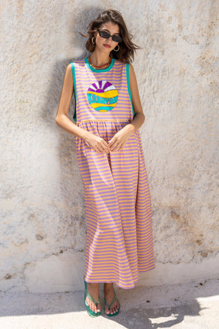 karavan clothing fashion spring summer 26 nai special issue collection nadia dress orange purple lines
