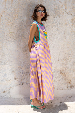 karavan clothing fashion spring summer 26 nai special issue collection nadia dress orange purple lines