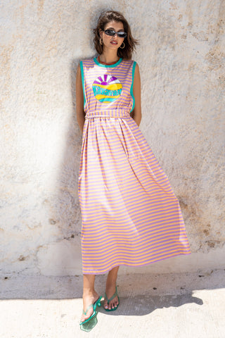 karavan clothing fashion spring summer 26 nai special issue collection nadia dress orange purple lines