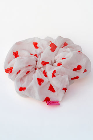 Tribe Scrunchie (White Polka Heart)