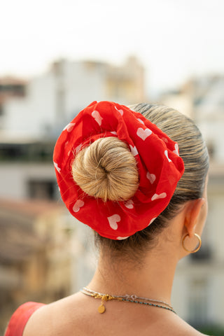 Tribe Scrunchie (Red Polka Heart)