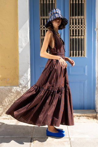 karavan clothing fashion spring summer 26 nai special issue collection victoria dress brown checked