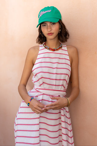 karavan clothing fashion spring summer 26 nai special issue collection cyrus midi dress white pink stripes