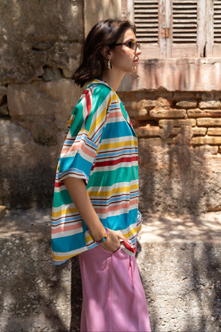 karavan clothing fashion spring summer 26 nai special issue collection zinnia shirt multicolor lines