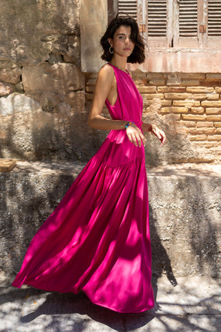karavan clothing fashion spring summer 26 nai special issue collection olive dress fuchsia satin