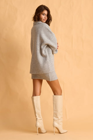 karavan clothing fashion fall winter 25 homecoming krvn collection dusty  mini knitted skirt grey