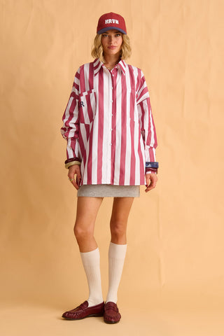 karavan clothing fashion fall winter 25 homecoming krvn collection irma shirt bordeaux stripes