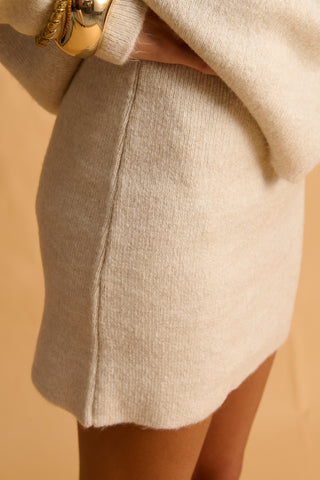 karavan clothing fashion fall winter 25 homecoming krvn collection dusty  mini knitted skirt ivory