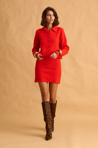 karavan clothing fashion fall winter 25 homecoming krvn collection abigail knitted top red