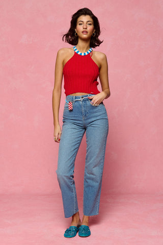 karavan clothing fashion spring summer 26 nai collection tabitha knitted top red