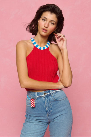 karavan clothing fashion spring summer 26 nai collection tabitha knitted top red