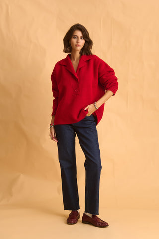 karavan clothing fashion fall winter 25 homecoming krvn collection olsen knitted sweater red