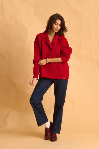 karavan clothing fashion fall winter 25 homecoming krvn collection olsen knitted sweater red