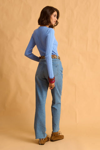 karavan clothing fashion fall winter 25 homecoming krvn collection enola knitted top light blue