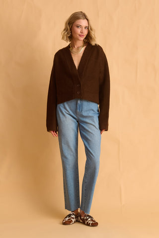 karavan clothing fashion fall winter 25 homecoming krvn collection maeve knitted cardigan brown