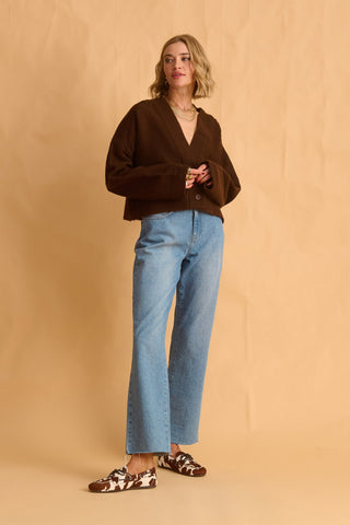 karavan clothing fashion fall winter 25 homecoming krvn collection maeve knitted cardigan brown