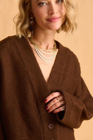 karavan clothing fashion fall winter 25 homecoming krvn collection maeve knitted cardigan brown