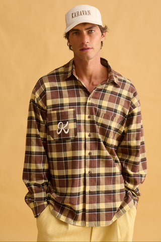 karavan clothing fashion fall winter 25 homecoming men collection enrique shirt brown butter checked