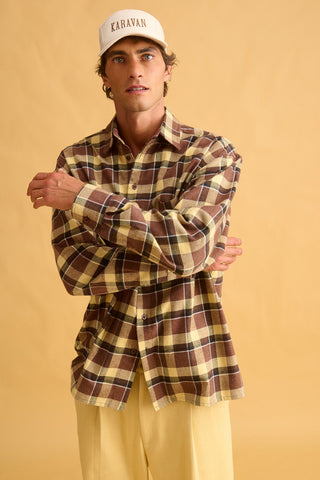 karavan clothing fashion fall winter 25 homecoming men collection enrique shirt brown butter checked