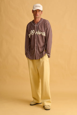 karavan clothing fashion fall winter 25 homecoming men collection luke baseball shirt brown