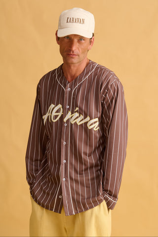 karavan clothing fashion fall winter 25 homecoming men collection luke baseball shirt brown