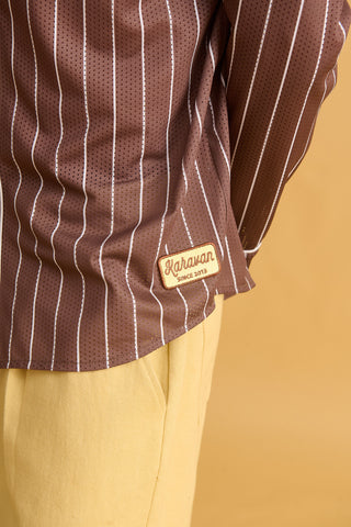 karavan clothing fashion fall winter 25 homecoming men collection luke baseball shirt brown