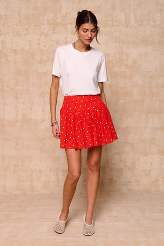 karavan clothing fashion spring summer 26 nai collection elisabetta mini skirt polka red