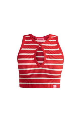karavan clothing fashion spring summer 24 collection ellie knitted top red white