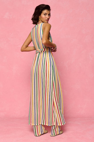 karavan clothing fashion spring summer 26 nai collection ermione dress off white multicolor stripes