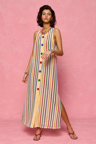 karavan clothing fashion spring summer 26 nai collection ermione dress off white multicolor stripes