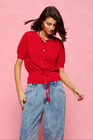 karavan clothing fashion spring summer 26 nai collection winona knitted cardigan red