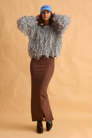 karavan clothing fashion fall winter 25 homecoming krvn collection kristin knitted cardigan grey