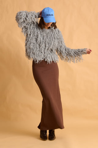 karavan clothing fashion fall winter 25 homecoming krvn collection kristin knitted cardigan grey