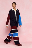 karavan fall winter 26' collection maura knitted cardigan blue bordeaux