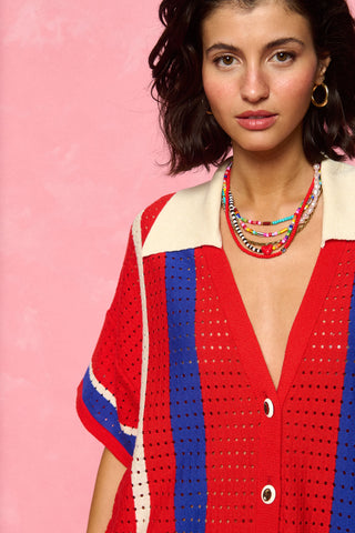 karavan clothing fashion spring summer 26 nai collection faith knitted dress red blue