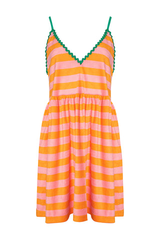 karavan clothing fashion spring summer 26 nai weekendwear collection felicity mini dress pink orange lines