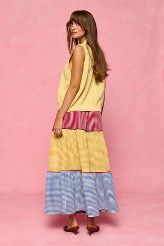 karavan clothing fashion spring summer 26 nai collection fenia skirt checked blue red yellow 