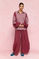karavan loungewear planet fall winter 26' collection keila shirt burgundy grey